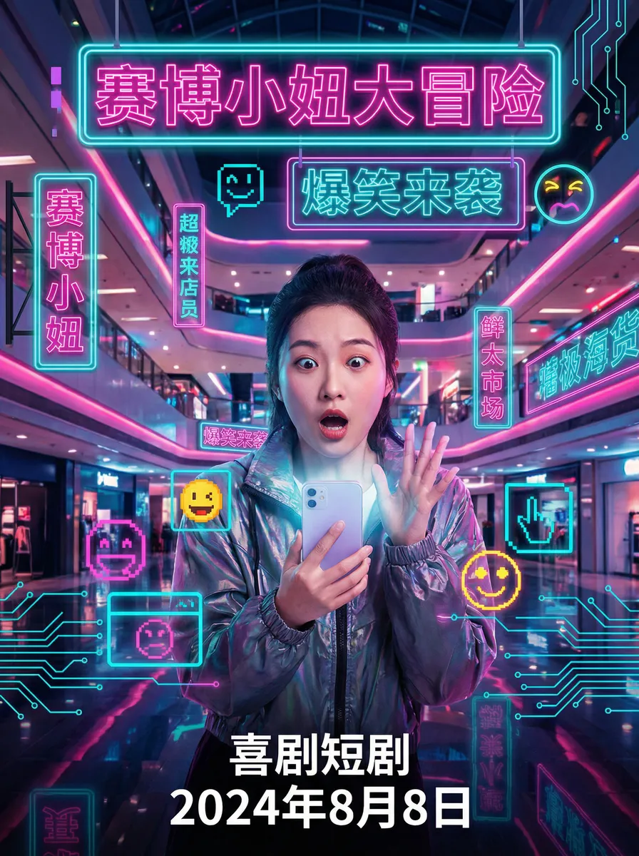 感官世界下载 搞笑喜剧短剧 - 赛博小妞大冒险海报