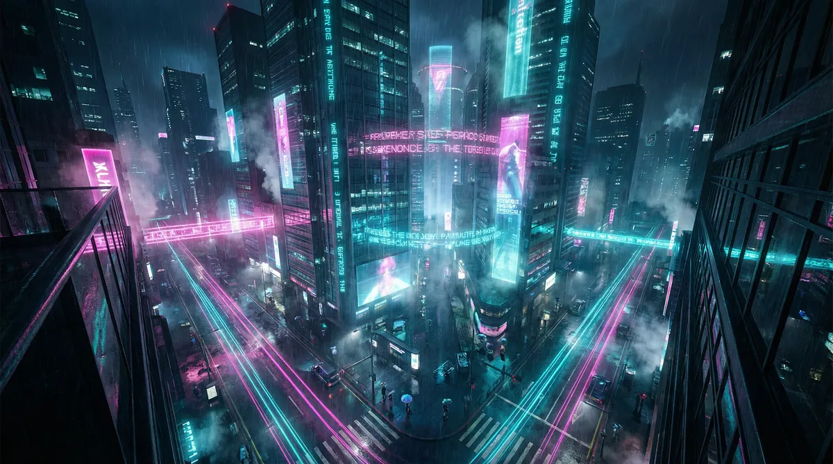 感官世界下载 竖屏短剧平台首页背景 - 赛博朋克都市夜景